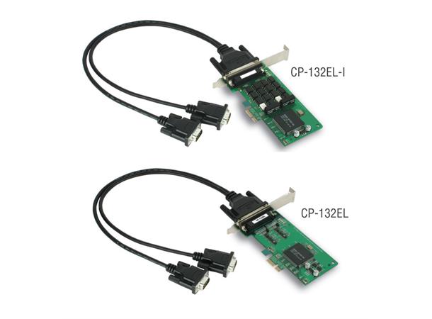 Moxa CP-132EL-DB9M PCIe Board, w/ DB9M Cable, 2x RS-422/485 